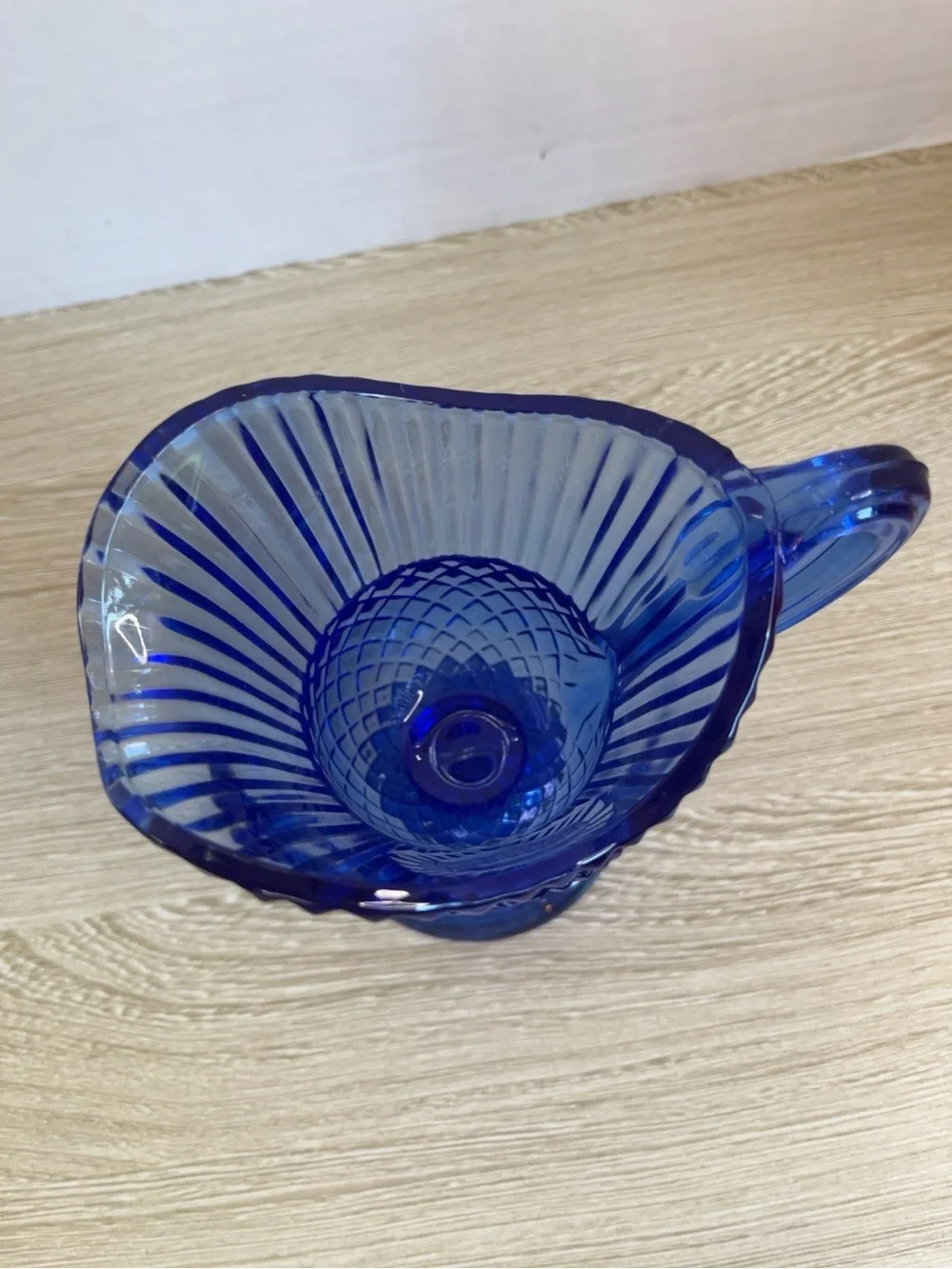 Vintage Avon Fostoria Cobalt Blue Mount Vernon Creamer Pitcher Pedestal 5.5”